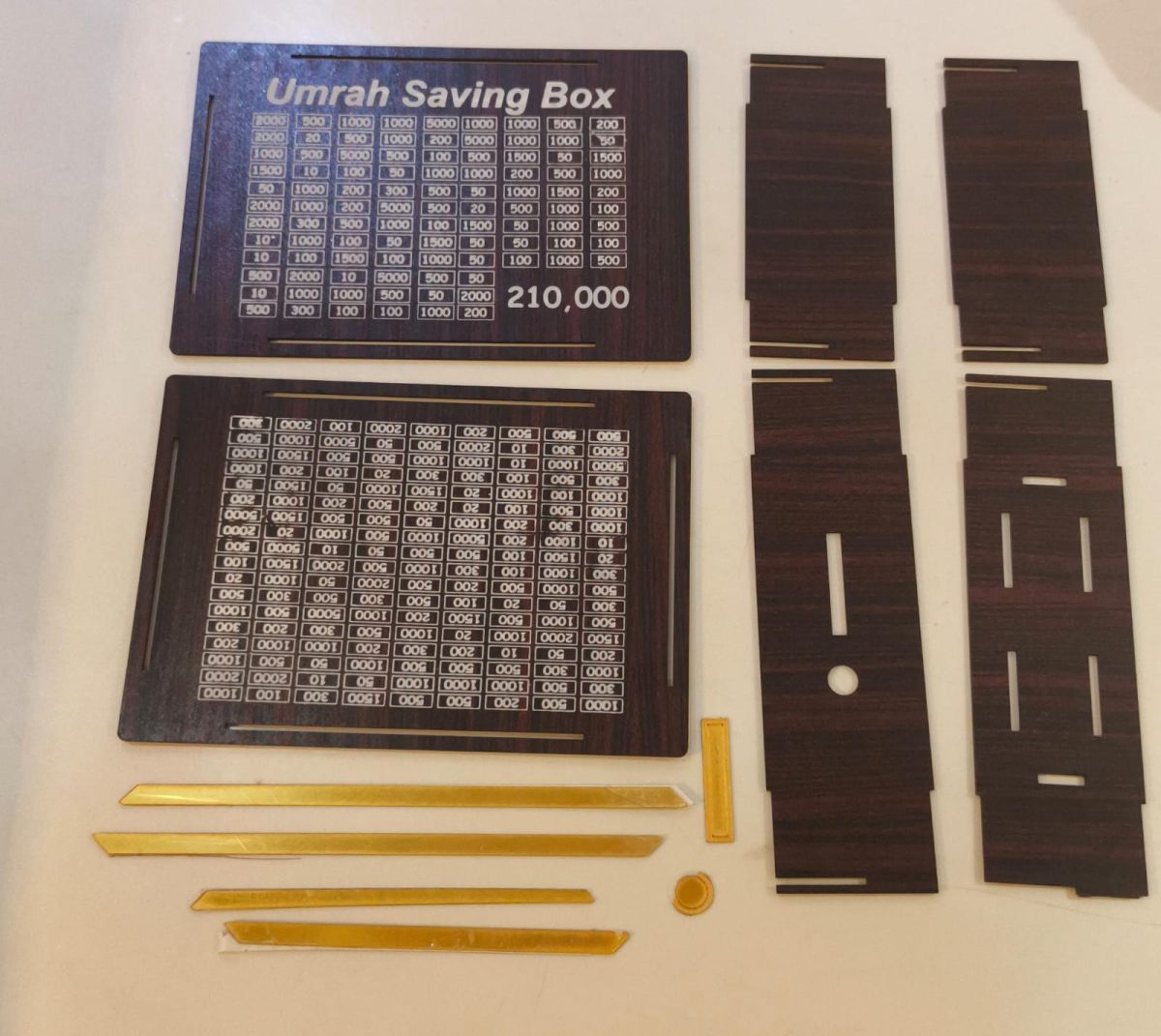 Premium Wooden Umrah Saving Box – 210,000 Savings Goal Challenge Tracker View Gallery - Pakistan