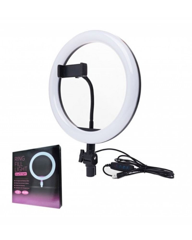 Professional 10-inch LED Ring Fill Light with Universal Phone Holder &amp; Dimmable Lighting Modes