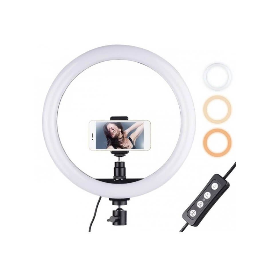 Professional 10-inch LED Ring Fill Light with Universal Phone Holder & Dimmable Lighting Modes View Gallery - Pakistan