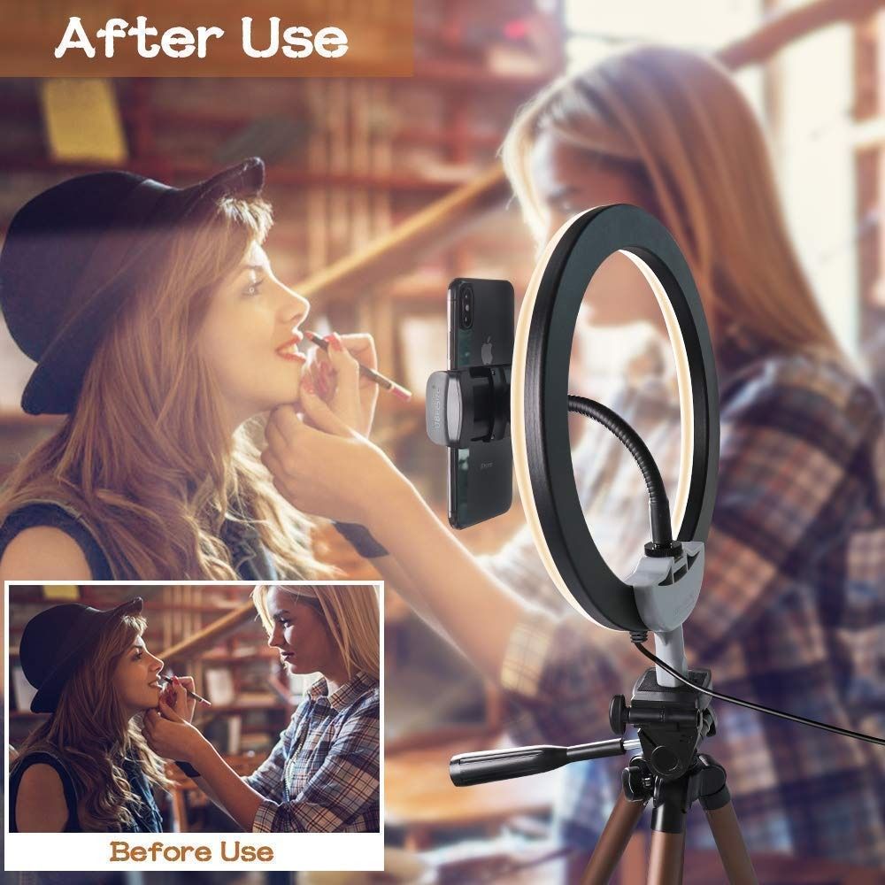 Professional 10-inch LED Ring Fill Light with Universal Phone Holder & Dimmable Lighting Modes View Gallery - Pakistan
