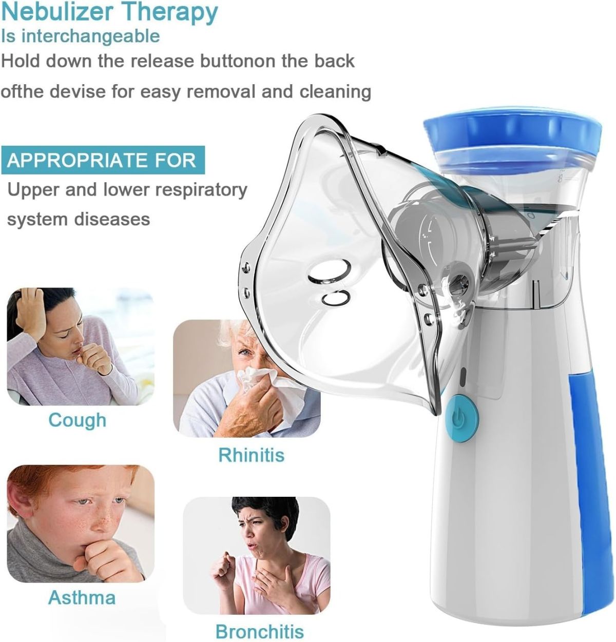 Portable Mesh Nebulizer Quiet Low Power Cell Operated Personal Respiratory Inhaler Providing Reliable Support View Gallery - Pakistan