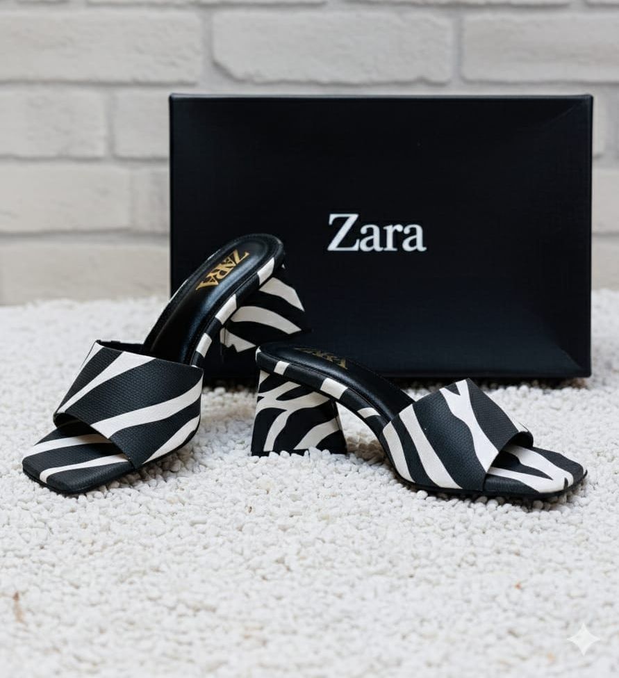 Zebra-Print Block Heel Mules – Essential Chic Collection View Gallery - Pakistan