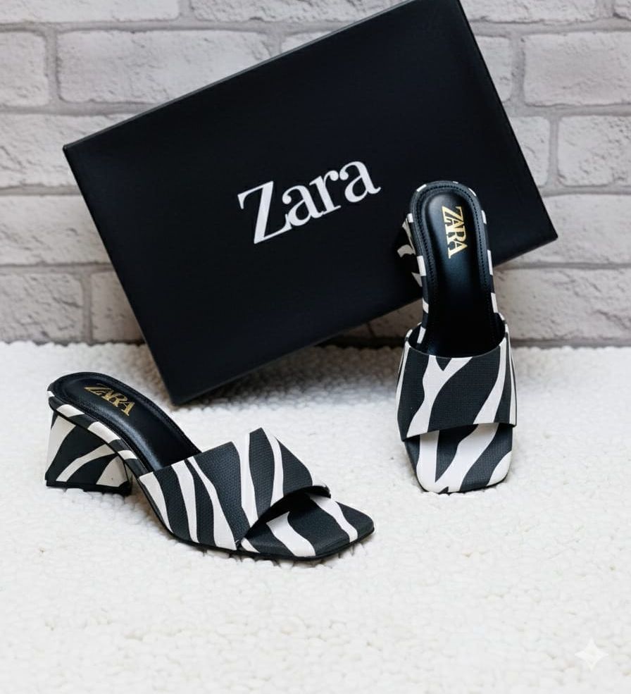 Zebra-Print Block Heel Mules – Essential Chic Collection View Gallery - Pakistan