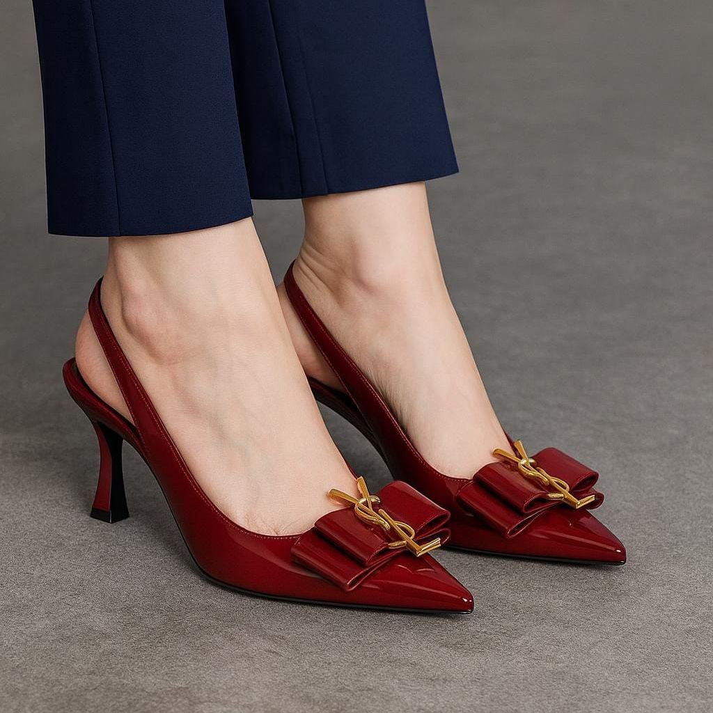 YSL Inspired Slingback Heels Providing Elegant Style With Sophisticated Look Durable Quality Comfortable Wear View Gallery - Pakistan