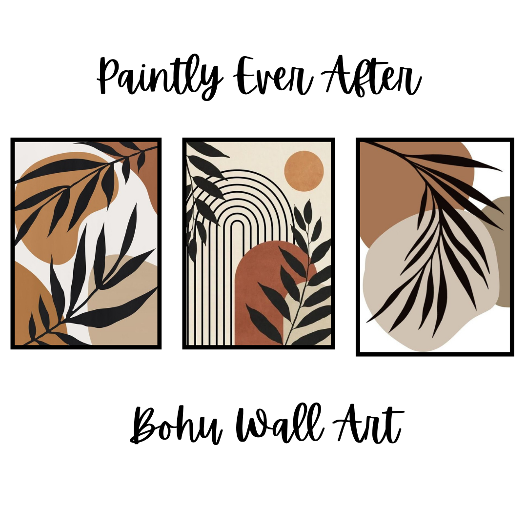 Set of 3 Abstract Botanical Wall Art Frames – 8x11" MDF with Sticky Backing View Gallery - Pakistan