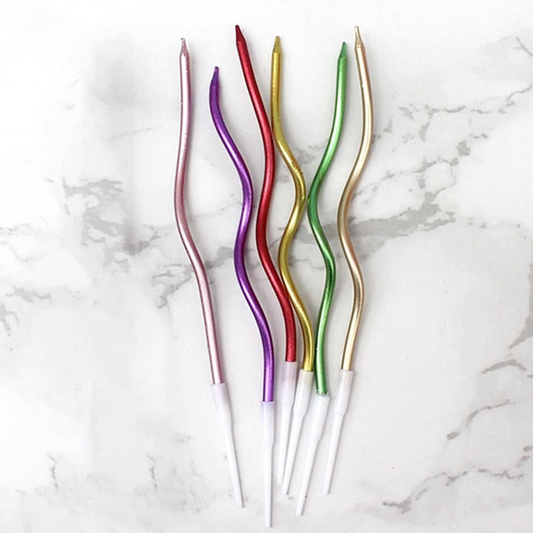 Curved Cake Candles | Pack of 6 | Decorative Cake Toppers for Birthdays, Weddings & Celebrations ( Random Color) View Gallery - Pakistan