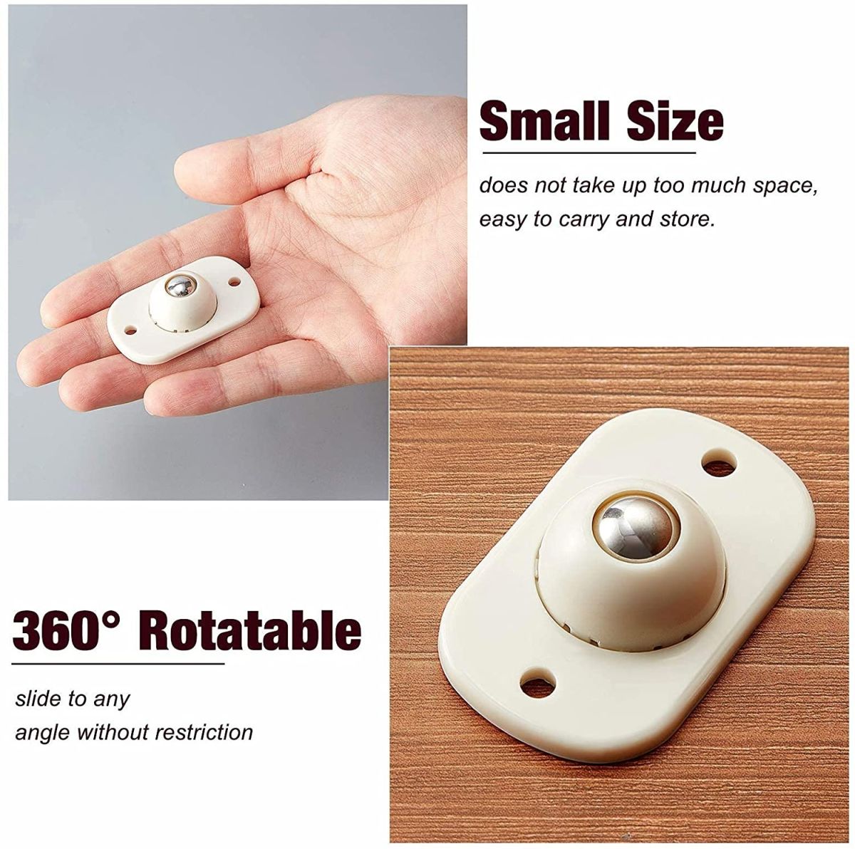 Mini Furniture Mover Wheels | Set of 4 | 360° Rotation | Stainless Steel KS | For Furniture & Storage View Gallery - Pakistan