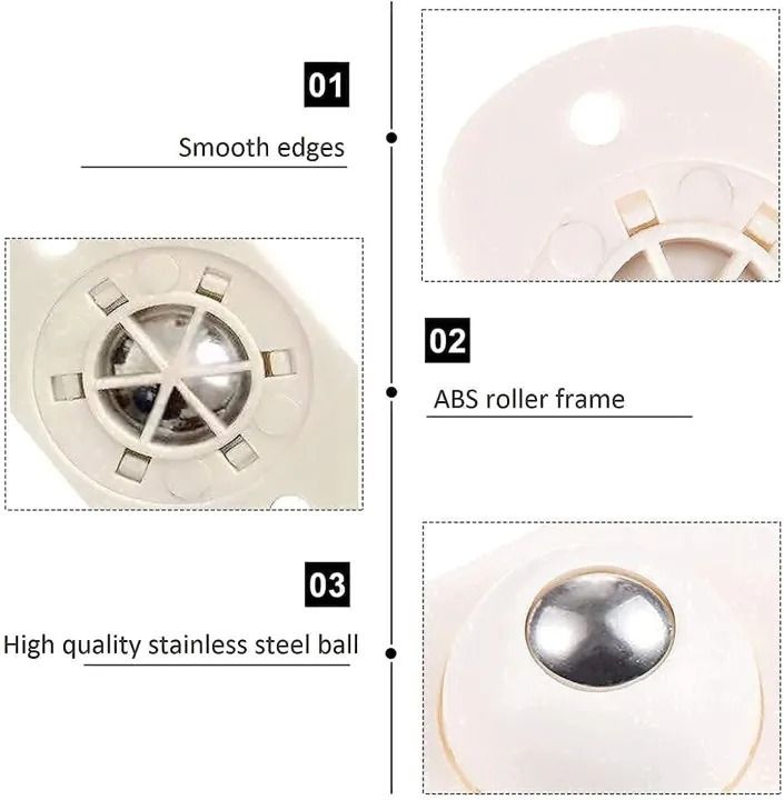 Mini Furniture Mover Wheels | Set of 4 | 360° Rotation | Stainless Steel KS | For Furniture & Storage View Gallery - Pakistan