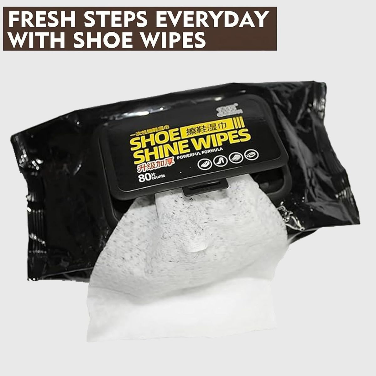 Shoe Wipes | 80 Pcs Instant Cleaner | Quick Dirt & Stain Removal | Shoe Cleaning Kit View Gallery - Pakistan