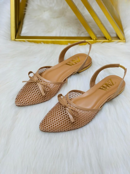 Pointed-Toe Mesh Slingback Flats with Bow View Gallery - Pakistan