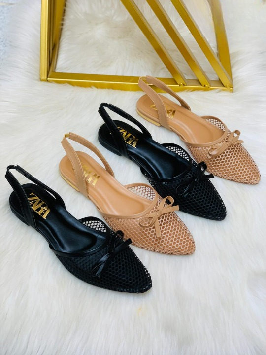 Pointed-Toe Mesh Slingback Flats with Bow View Gallery - Pakistan