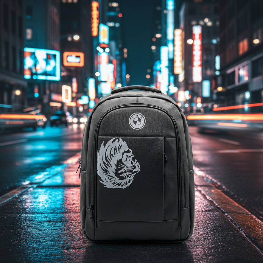 Black Faux Leather Backpack With BMW Logo Providing Durable Quality Stylish Design View Gallery - Pakistan