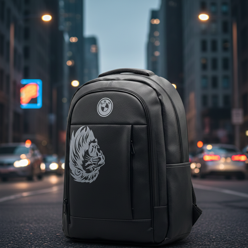 Black Faux Leather Backpack With BMW Logo Providing Durable Quality Stylish Design View Gallery - Pakistan