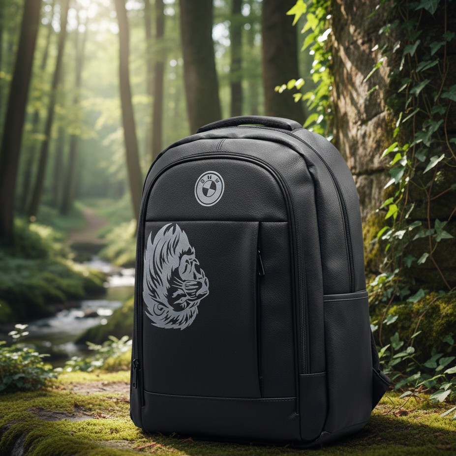 Black Faux Leather Backpack With BMW Logo Providing Durable Quality Stylish Design View Gallery - Pakistan