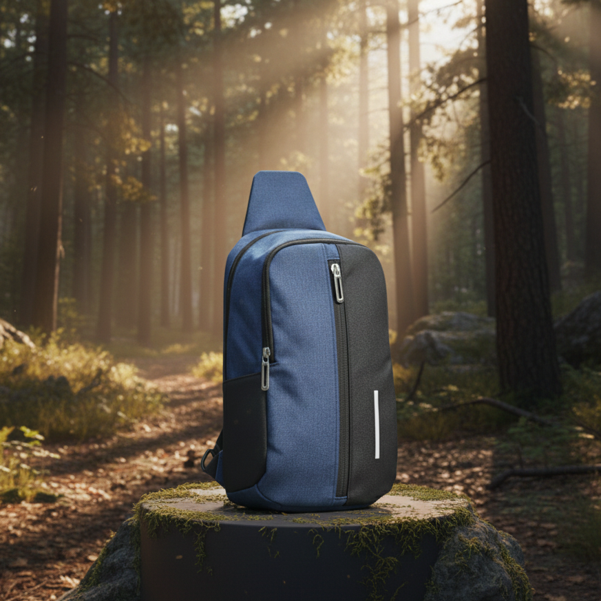 Blue And Black Sling Backpack Providing Durable Quality With Comfortable Carry Stylish Design View Gallery - Pakistan