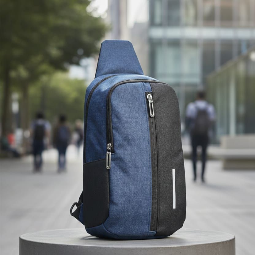 Blue And Black Sling Backpack Providing Durable Quality With Comfortable Carry Stylish Design View Gallery - Pakistan