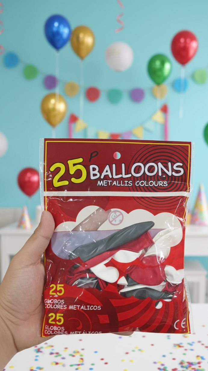 Party Balloons Pack | 25 pcs | Random Colours | Perfect for Birthdays, Events & Celebrations View Gallery - Pakistan