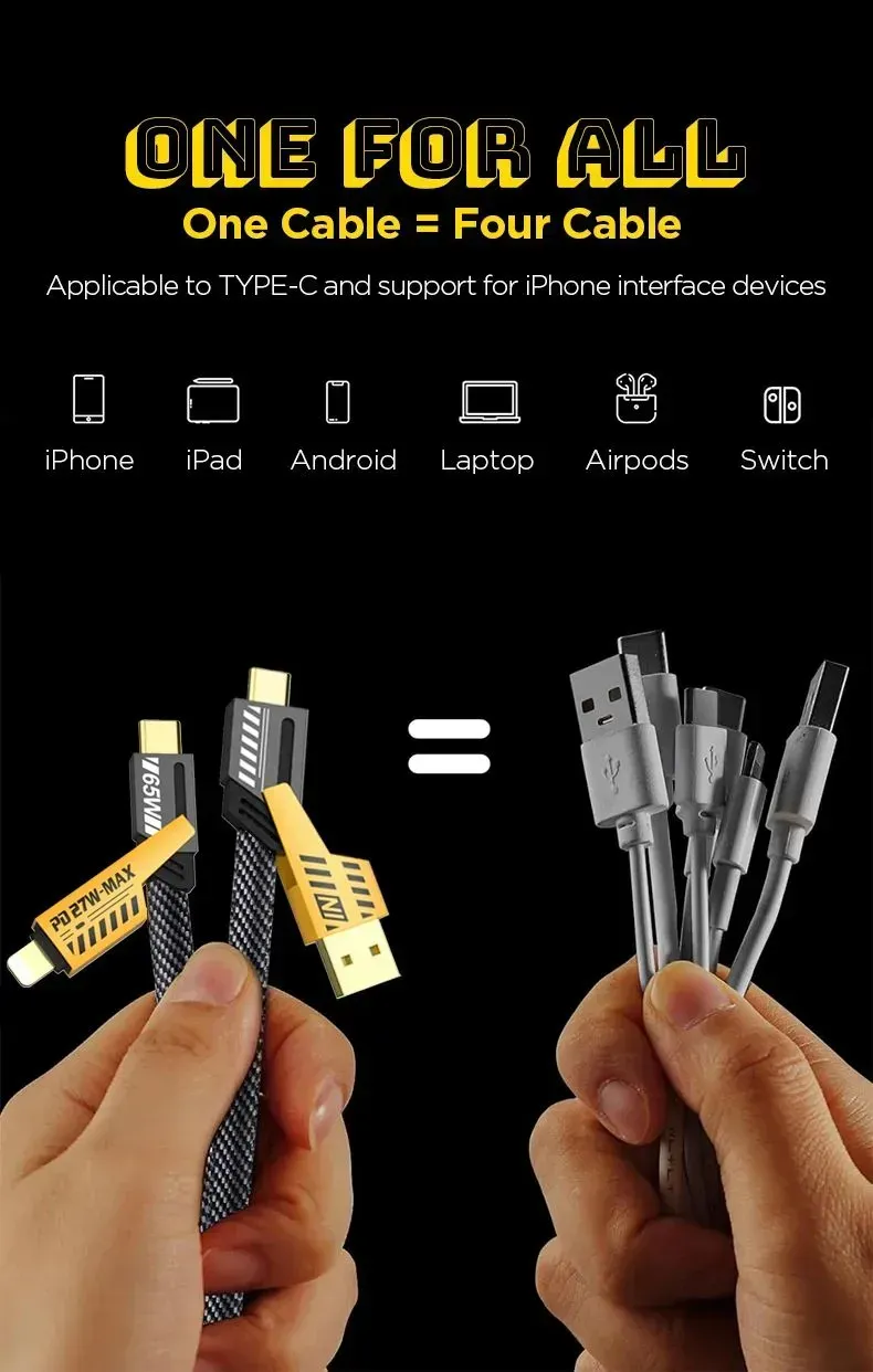 Logilink 60W Fast Charging Data Cable | 4‑in‑1 Multi USB PD | 1000 mm Length View Gallery - Pakistan