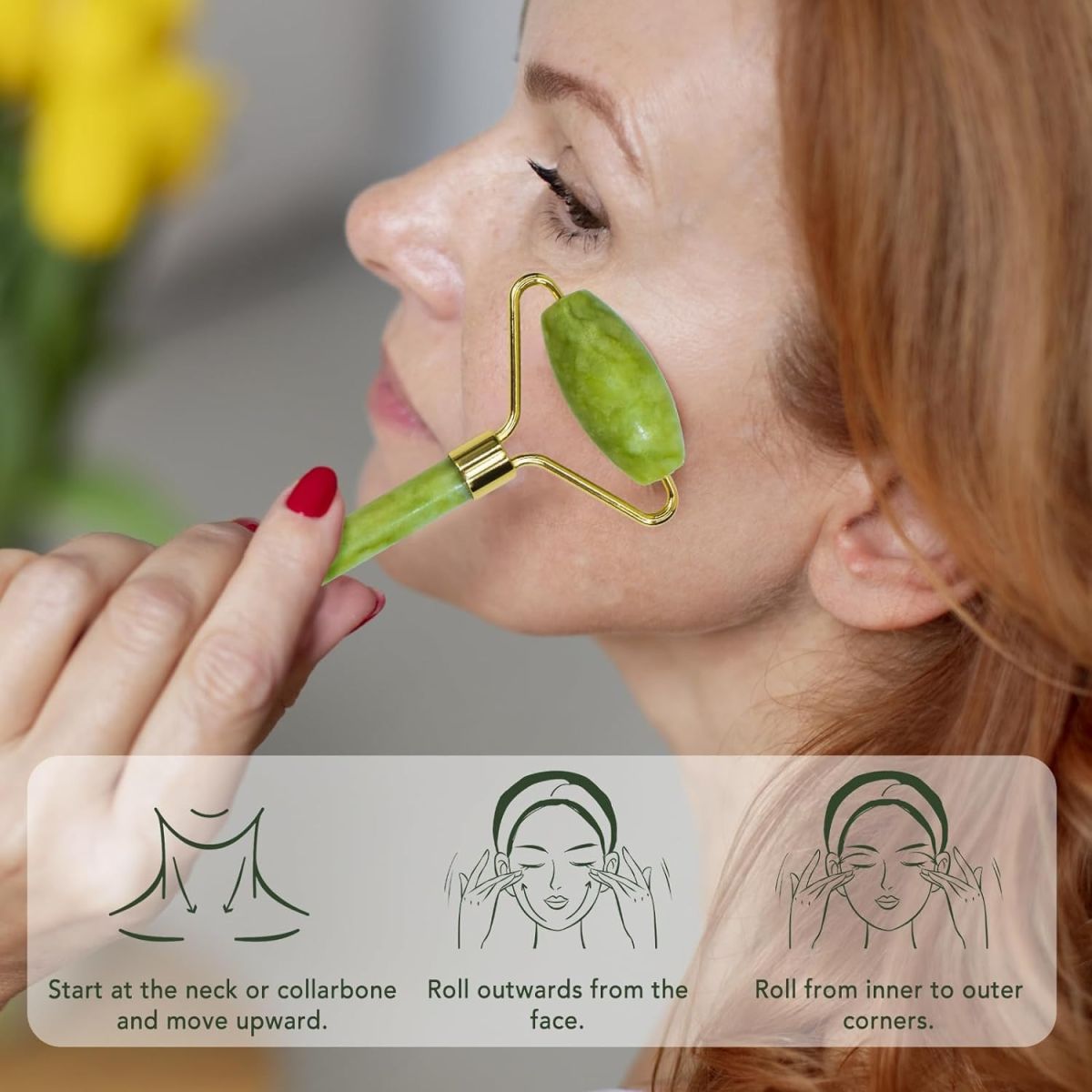 Jade Roller Facial Massager | Manual | With Gua Sha Tool | Natural Skincare | Relax & Refresh View Gallery - Pakistan