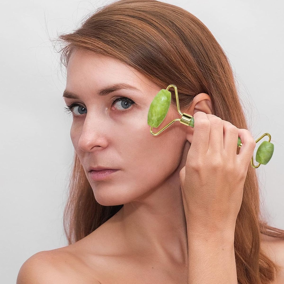 Jade Roller Facial Massager | Manual | With Gua Sha Tool | Natural Skincare | Relax & Refresh View Gallery - Pakistan