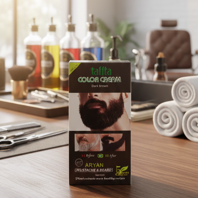 Aryan Mustache &amp; Beard Color Cream (Dark Brown) – 5-Minute Instant Grey Coverage with Plant Extracts