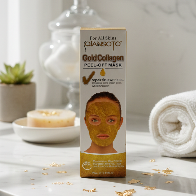 Qiansoto Gold Collagen Peel-Off Facial Mask – Anti-Aging &amp; Skin Brightening Treatment (100ml)