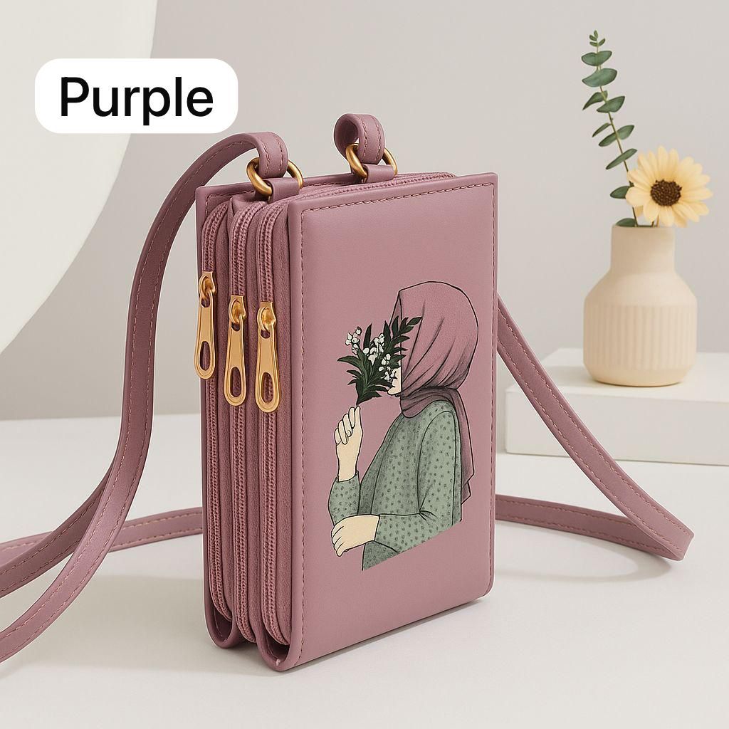 Elegance in Bloom: Illustrated Crossbody Mobile Wallet & Organizer View Gallery - Pakistan