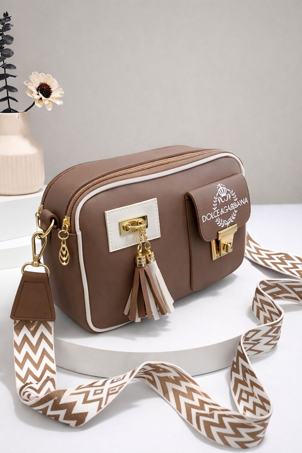 The Ultimate Luxury Heritage-Inspired Designer Crossbody Camera Bag Featuring a Dual-Compartment Structured Silhouette View Gallery - Pakistan