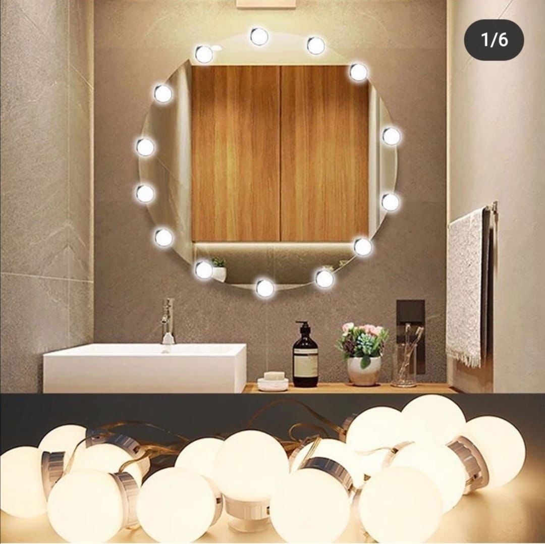 Dimmable LED Vanity Mirror Lights Kit – 10 LED Hollywood Style Bulbs for Makeup Dressing Table & Bathroom Mirror View Gallery - Pakistan