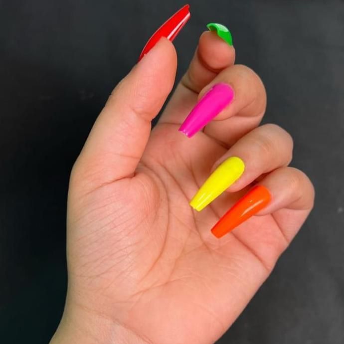 Pack Of 2 576 Pcs Artificial Nails With Free Nail Glue Made Of Abs Plastic In Multicolor View Gallery - Pakistan
