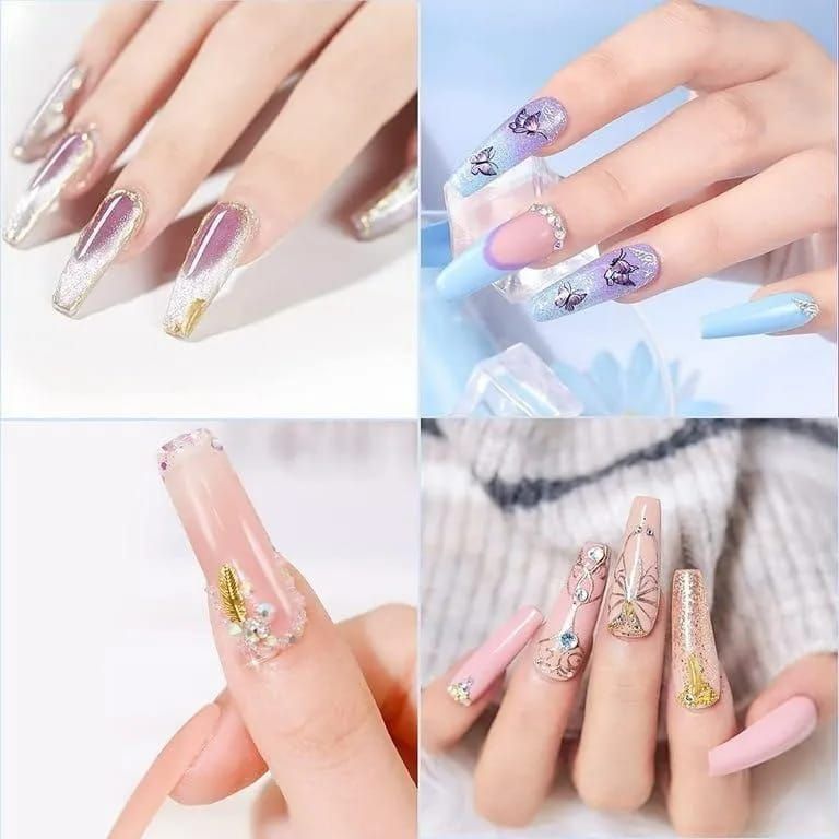 Multicolor 12 Pcs Stylish Artificial Nails Set For Fashionable Look And Easy Application (Random Design) View Gallery - Pakistan