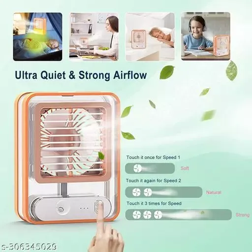 Portable Desktop Air Conditioner USB Mini Air Cooler Fan Water Cooling Fan with 3 Speed Spray Humidifier Purifier for Car Home Rechargeable
