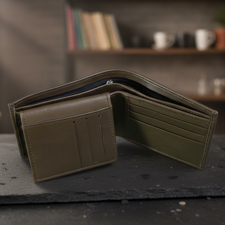 Leather Bifold Wallet With Extra Card Holder Insert For Convenient Storage And Classic Style