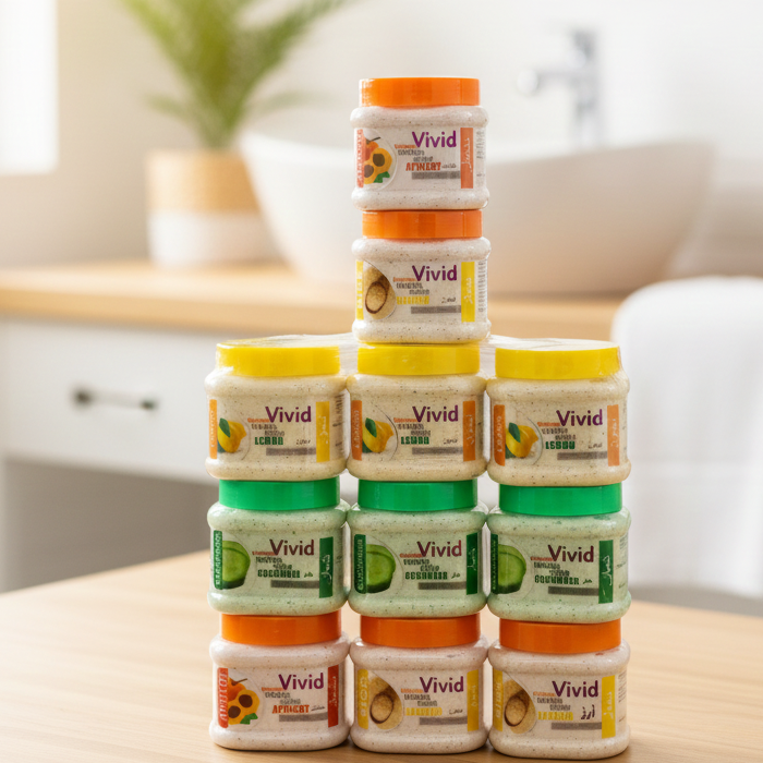 Vivid Natural Face Or Body Scrub Mask Premium Quality Smooth Texture Gentle Formula Comfortable Use | 200g View Gallery - Pakistan