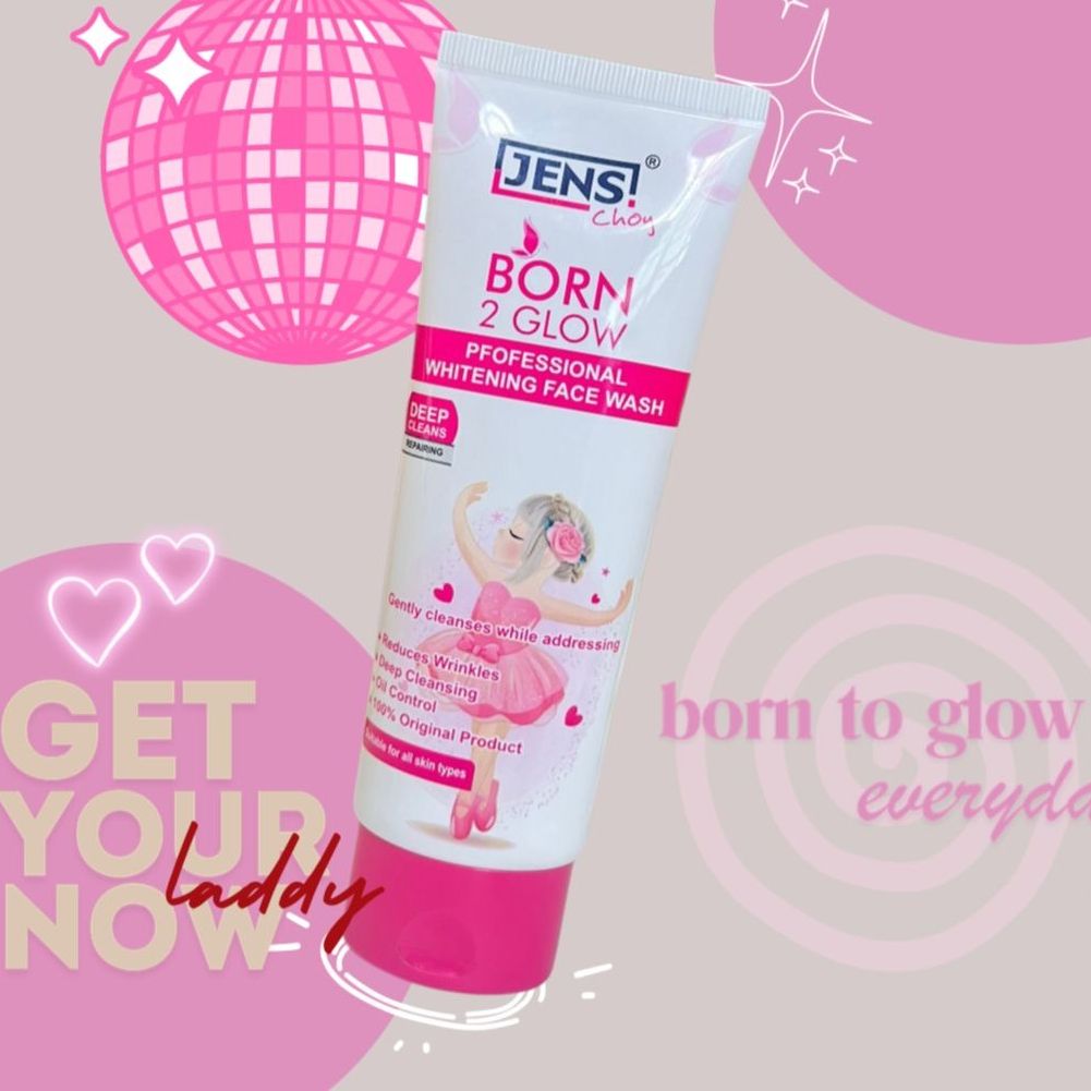 Jens Choy Born 2 Glow Professional Whitening Face Wash Premium Quality Gentle Formula For Daily Skin Care And Bright Appearance - 100g