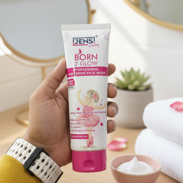 Jens Choy Born 2 Glow Professional Whitening Face Wash Premium Quality Gentle Formula For Daily Skin Care And Bright Appearance - 100g View Gallery - Pakistan