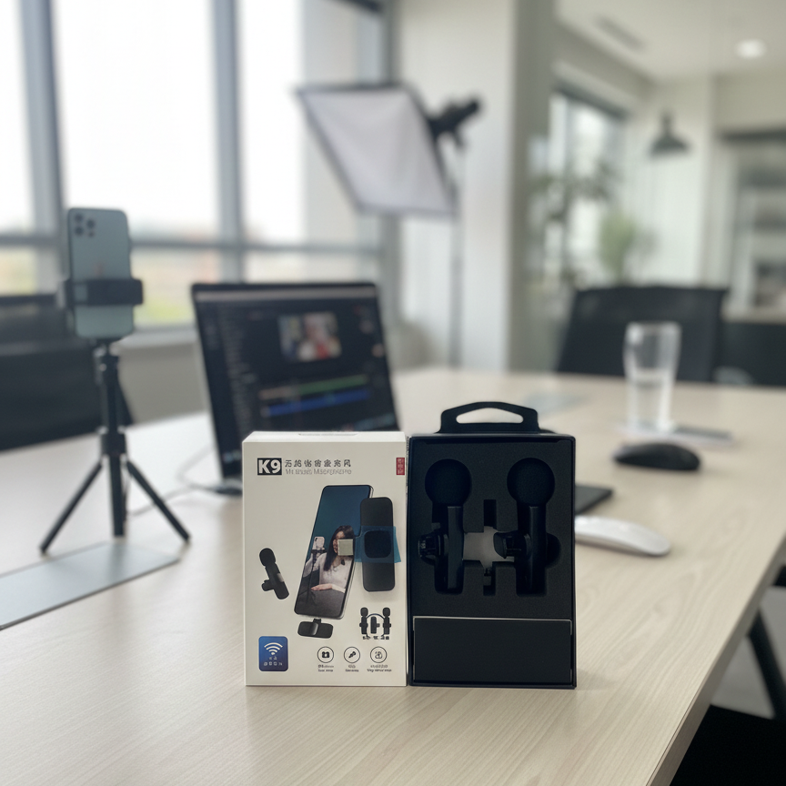 K9 Double Mic | Type‑C Connector 🎤 | Good Sound Quality | Long Battery 🔋 Time | Portable Wireless View Gallery - Pakistan