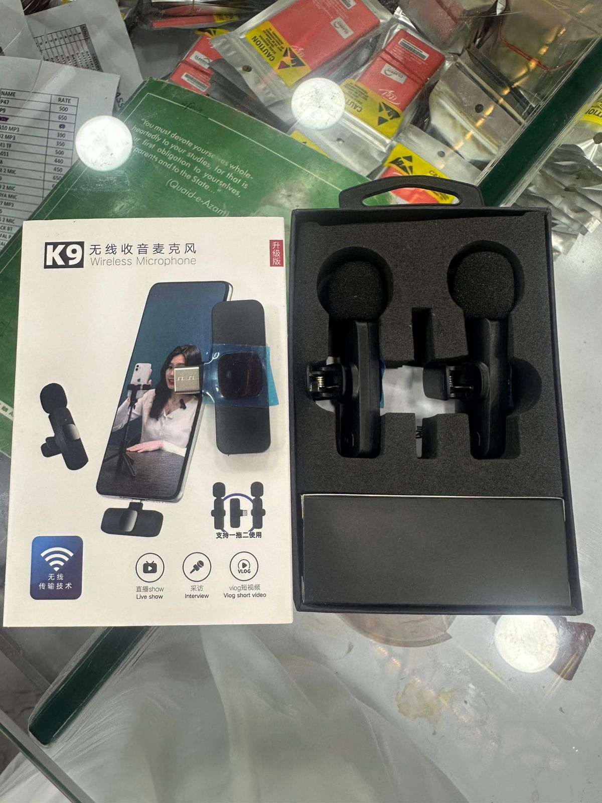 K9 Double Mic | Type‑C Connector 🎤 | Good Sound Quality | Long Battery 🔋 Time | Portable Wireless View Gallery - Pakistan