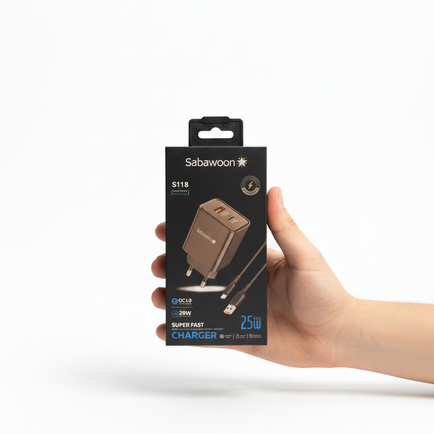 Sabawoon S118 Charger | Original Quality | Fast Charging Adaptor with Cable | Durable & Reliable View Gallery - Pakistan