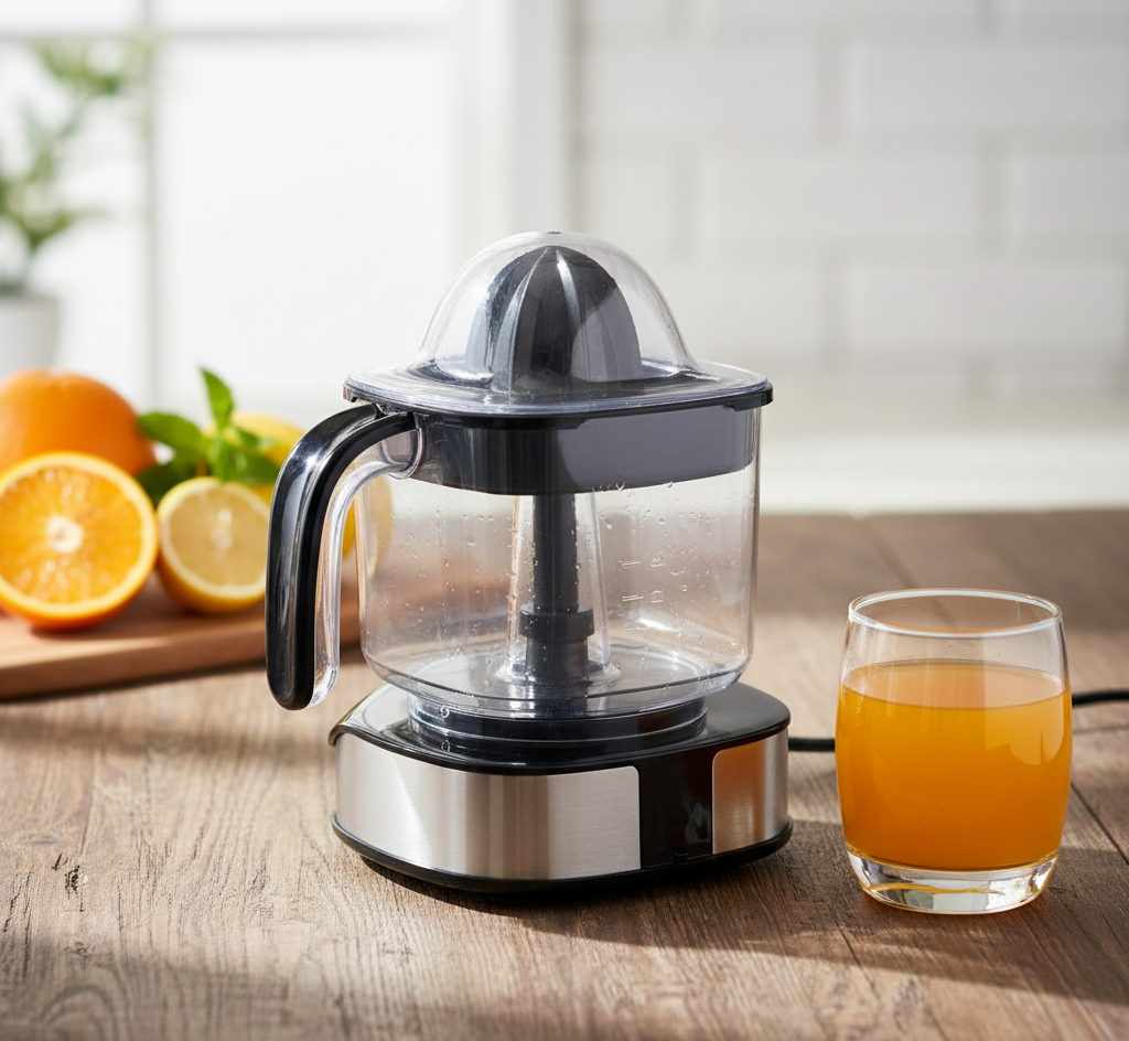Premium Stainless Steel Electric Citrus Juicer: High-Efficiency Pulp-Control Extractor with Integrated Measurement Pitcher