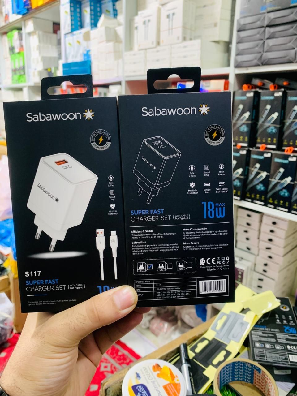 Sabawoon S117 Charger | 18W Fast Charging | 100% Original Quality | Adaptor with Type‑C Cable View Gallery - Pakistan
