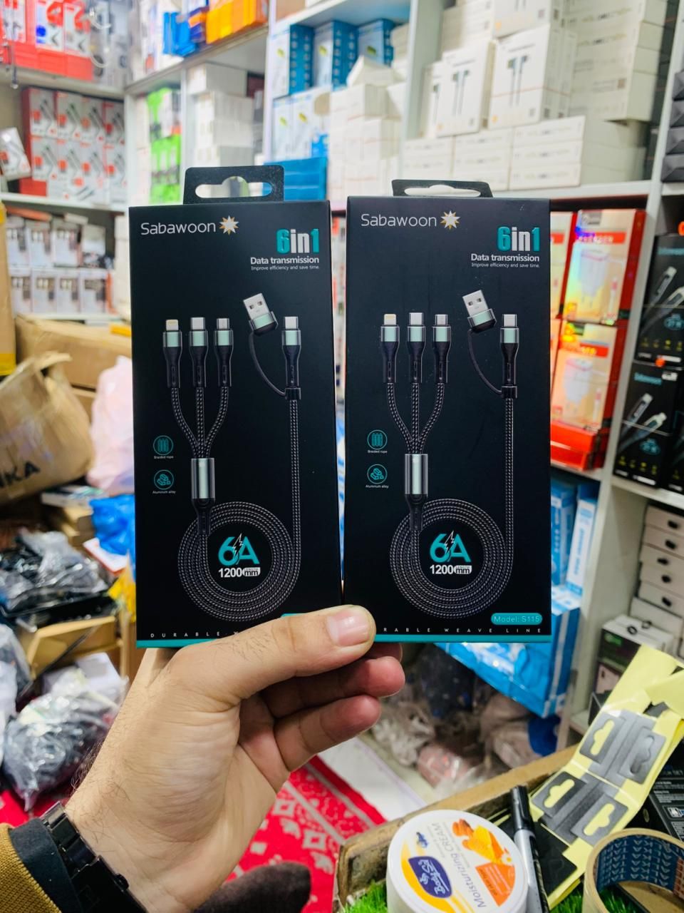 Sabawoon S115 6‑in‑1 Cable | New Model & Design | 100% Original Quality | Multi‑Device Fast Charging View Gallery - Pakistan