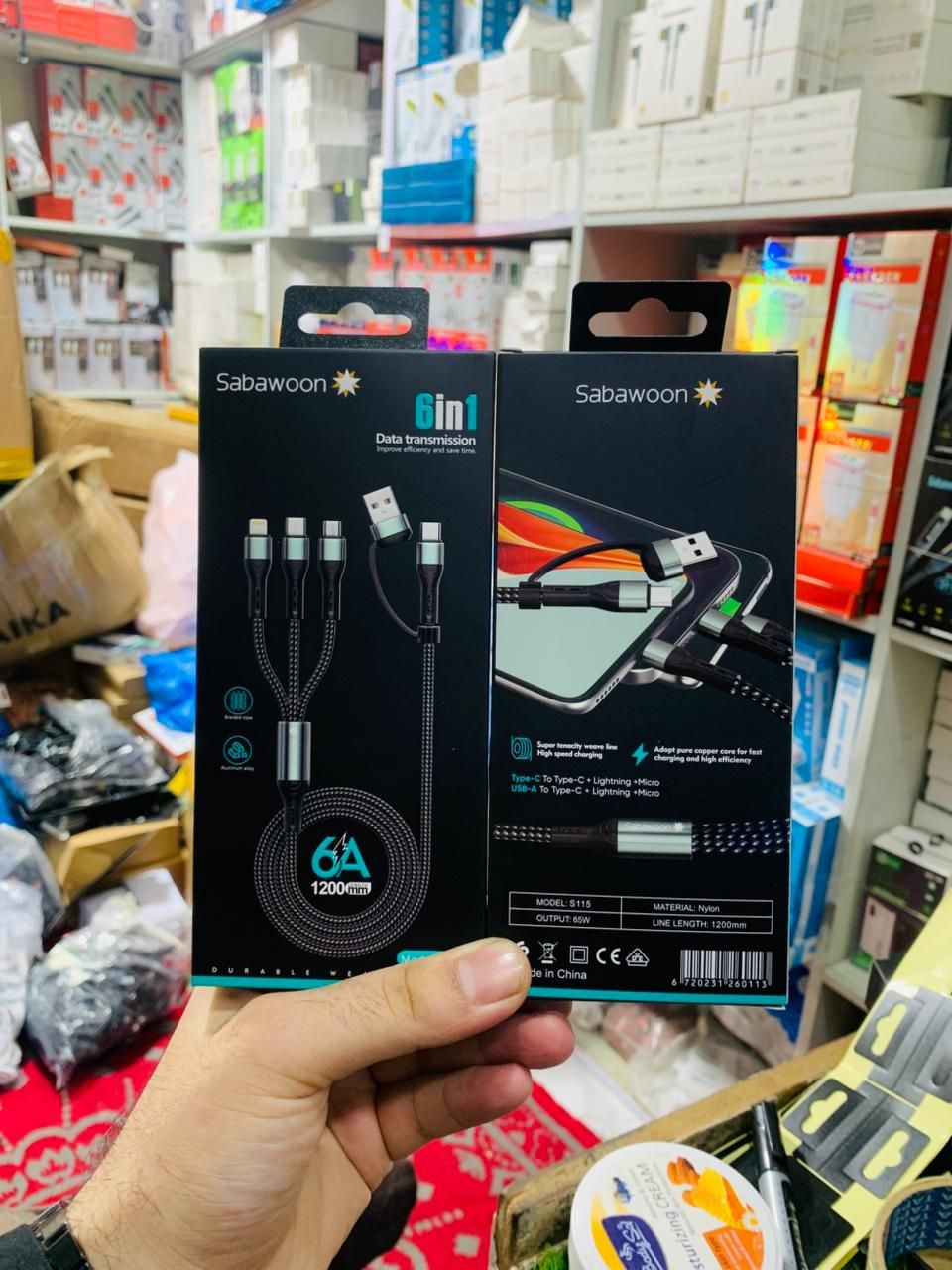 Sabawoon S115 6‑in‑1 Cable | New Model & Design | 100% Original Quality | Multi‑Device Fast Charging View Gallery - Pakistan