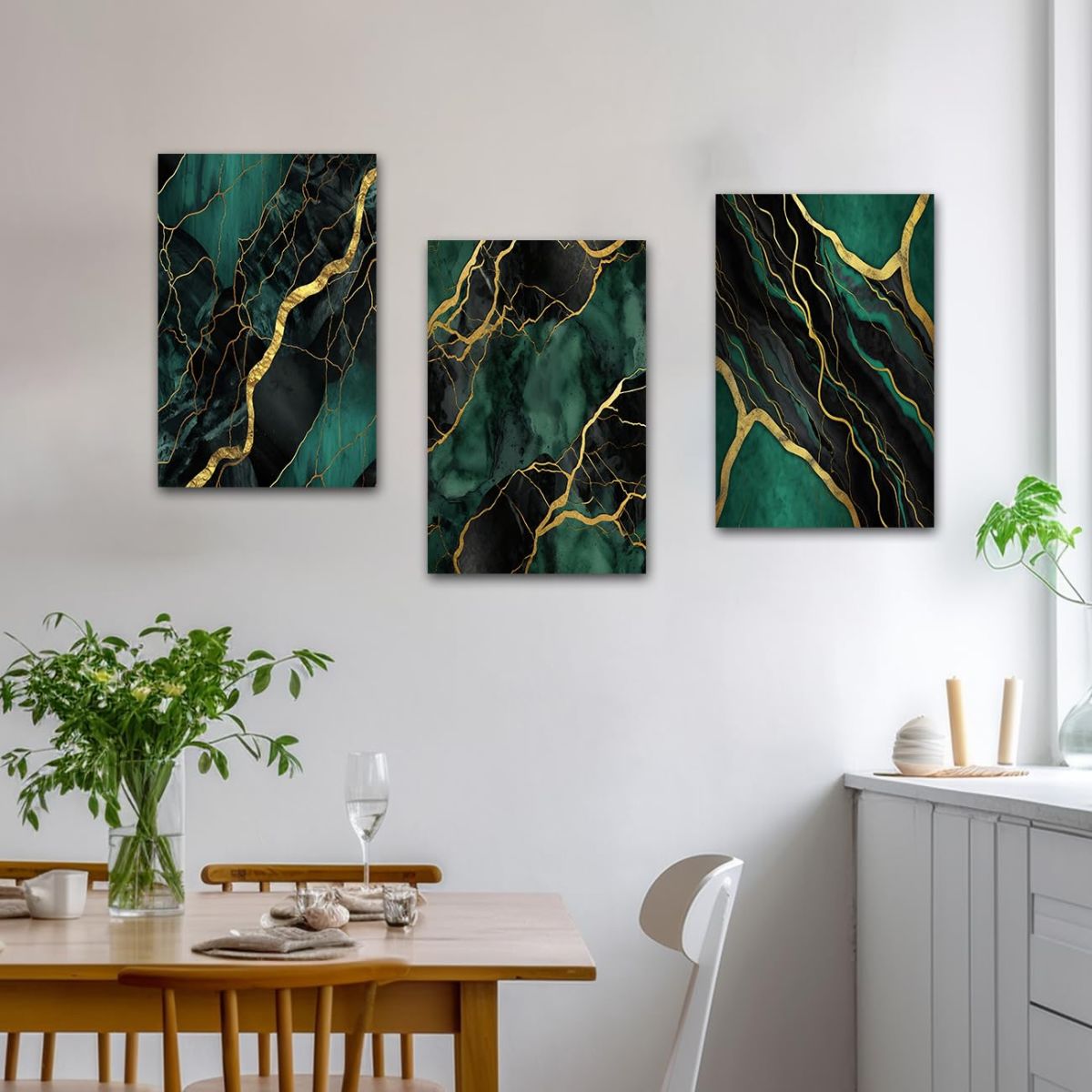 3 Pc Marble Design Phototiles Wall Art Set | Elegant Self‑Adhesive | Premium Smooth Finish | Size 8x11