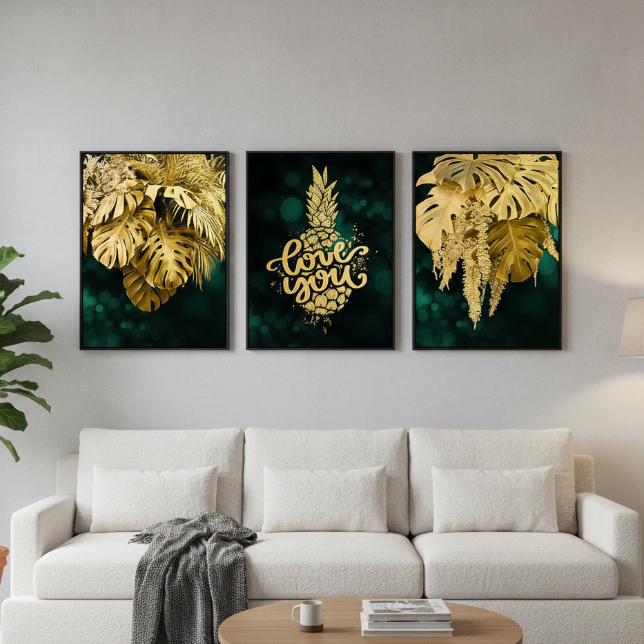 3 Pc Phototiles Wall Art Set | Elegant Self‑Adhesive | Premium Quality Smooth Finish | Size 8x11