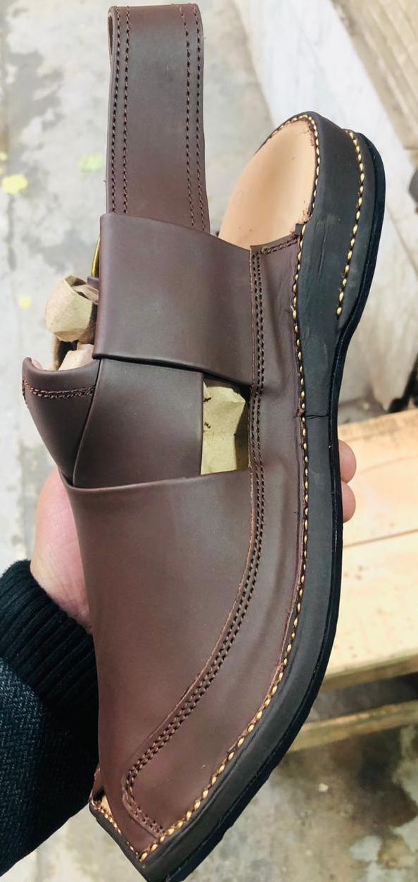 Zalmi Leather Sole Peshawari Chappal Brown Chocolate Colour Traditional Design Premium Quality Smooth Finish Comfortable Wear View Gallery - Pakistan