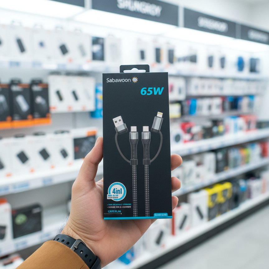 Sabawoon S114 4‑in‑1 Cable | 65W Original | Fast Charging