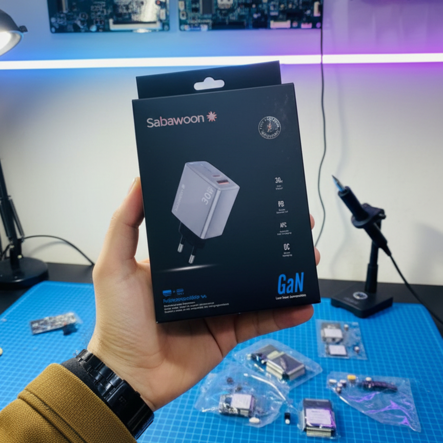 Sabawoon GAN S120 30W Adopter  | USB + PD | All Mobile Options | Without Cable View Gallery - Pakistan