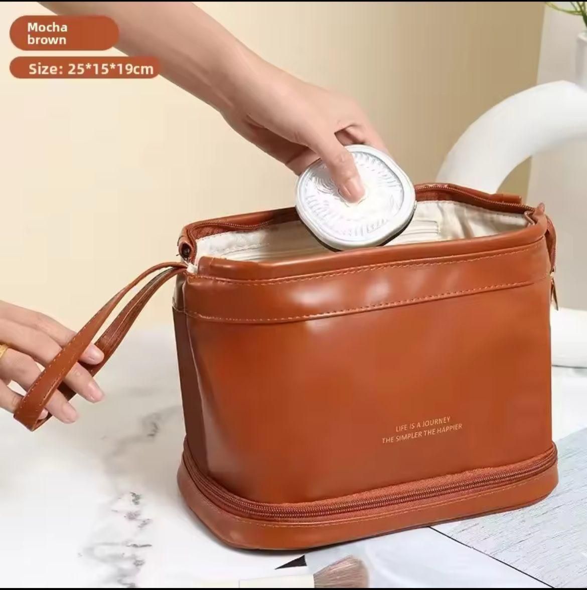 Premium Vegan Leather Travel Toiletry Bag with Dual Compartments and Uplifting Slogan View Gallery - Pakistan