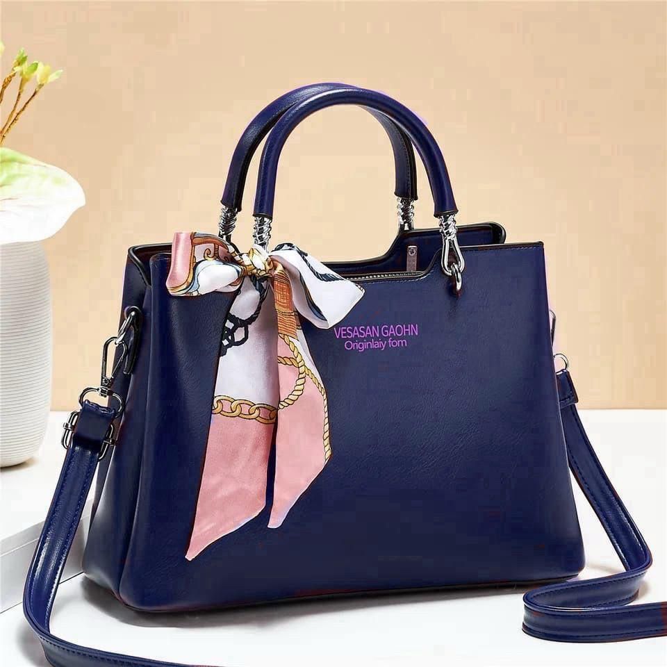1Pc Vesasan Gaohn Faux Leather Handbag With Decorative Scarf Elegant Design Premium Quality View Gallery - Pakistan